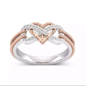 Creative Rose Gold Two-tone Cross Heart Ring